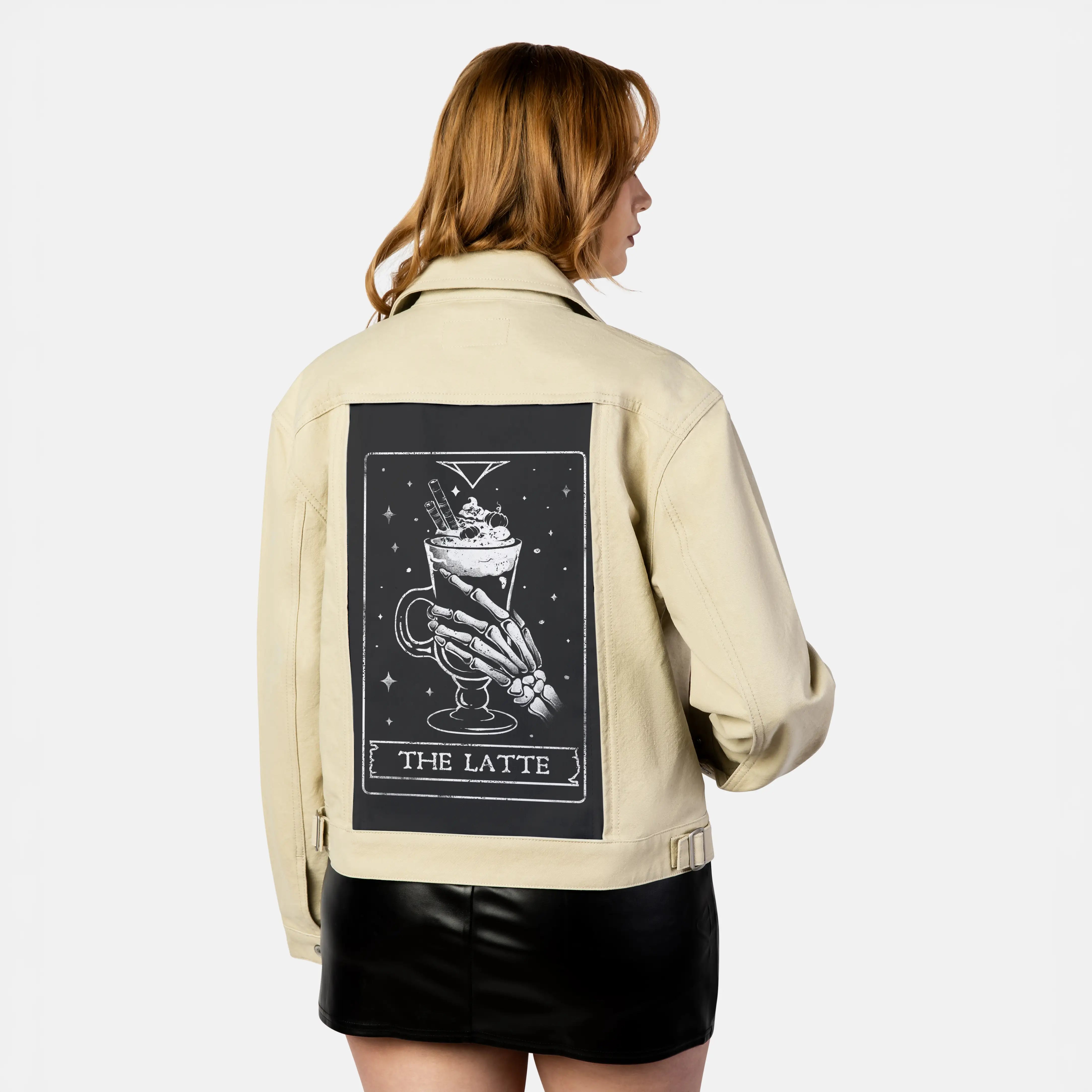 thelatte patch on female atelier canvas jacket in tan