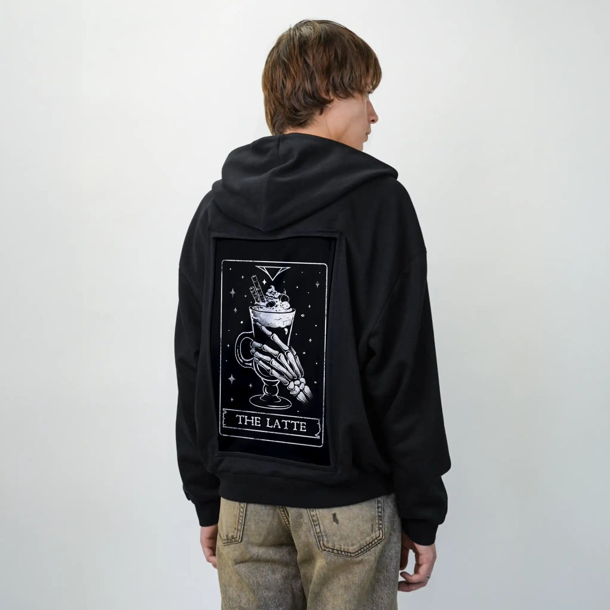 thelatte patch on male essential zip hoodie in after hours