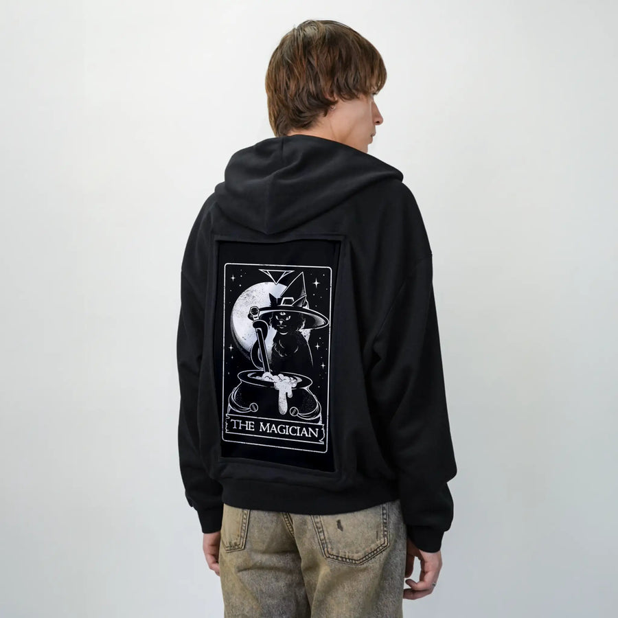 themagician patch on male essential zip hoodie in after hours