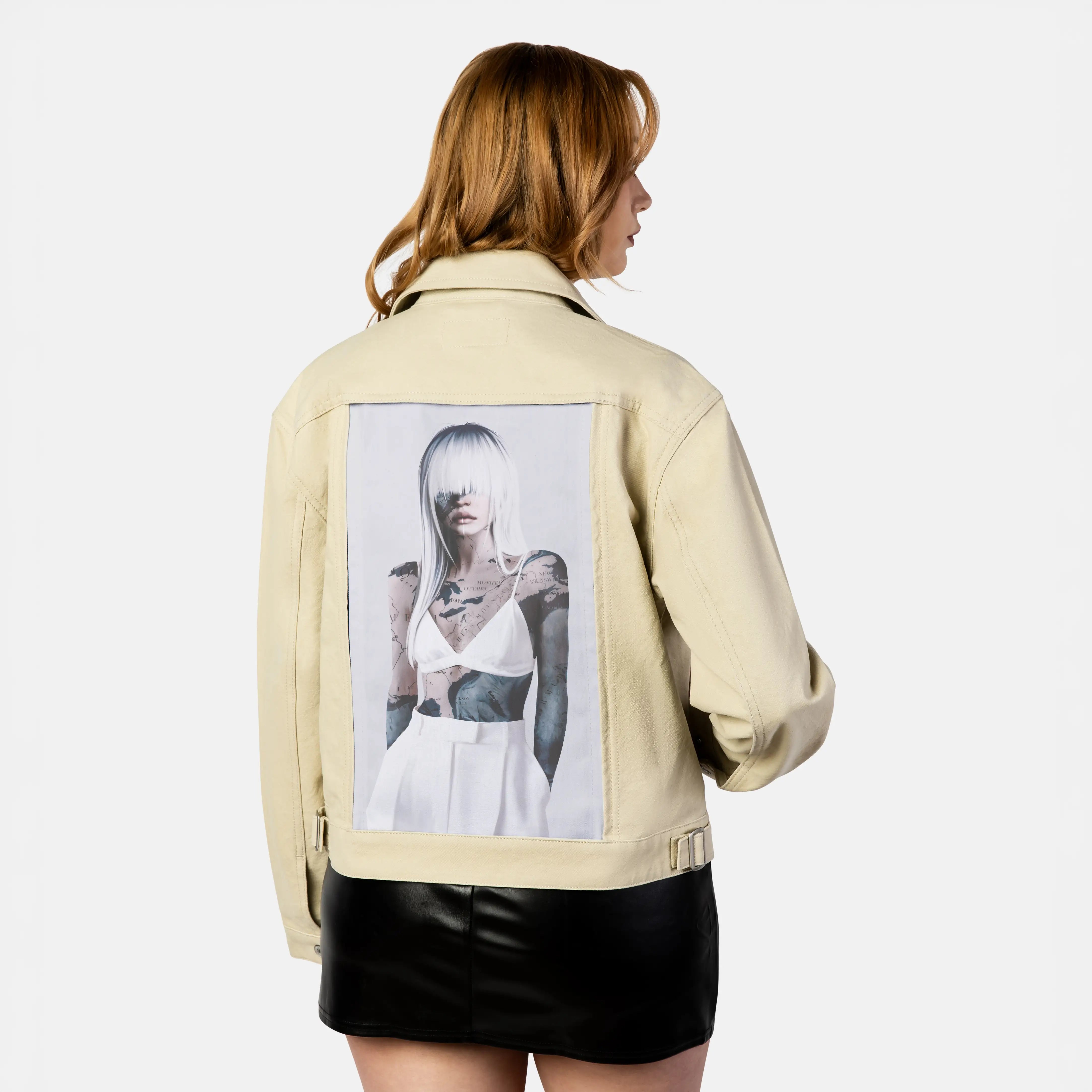 themap patch on female atelier canvas jacket in tan