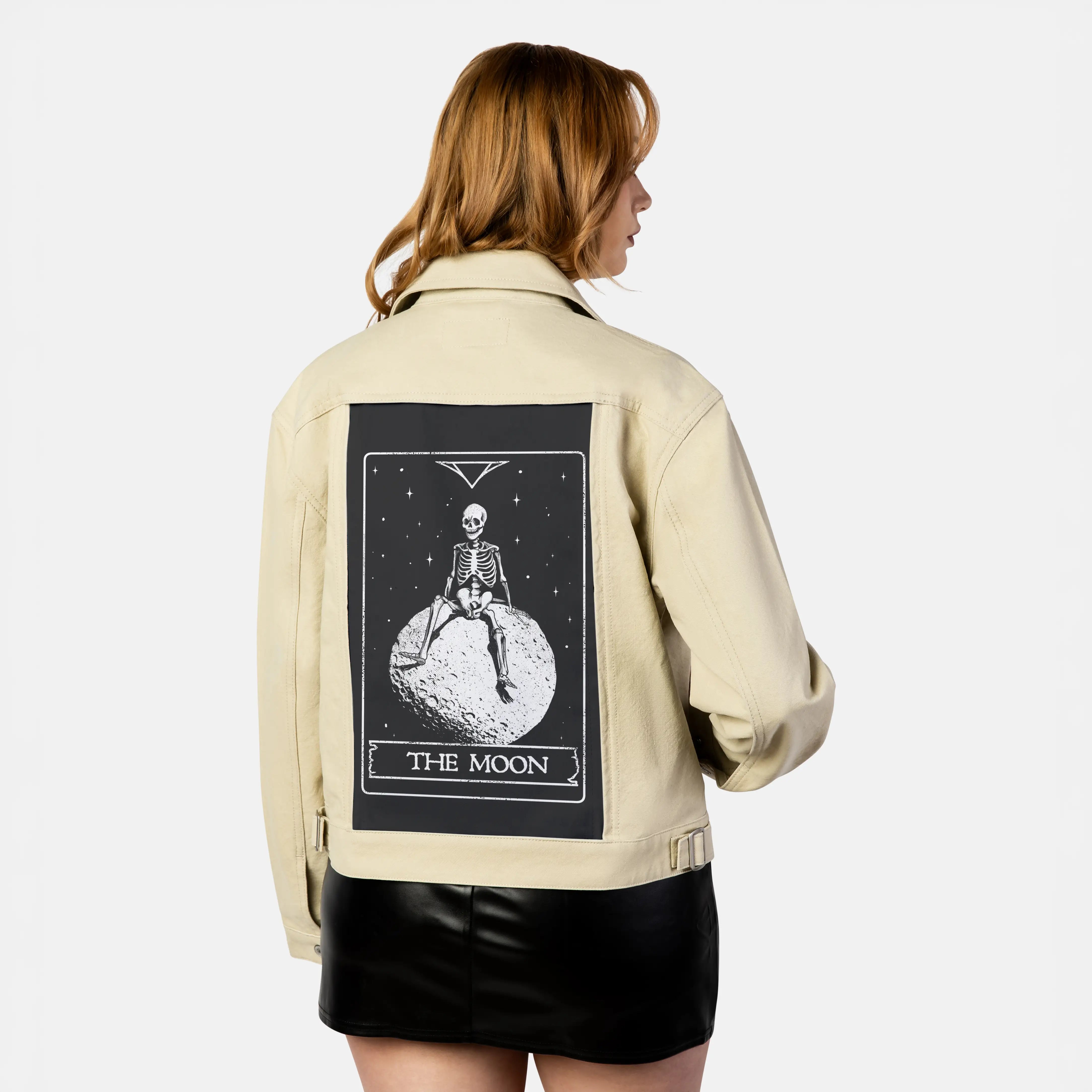 themoon patch on female atelier canvas jacket in tan