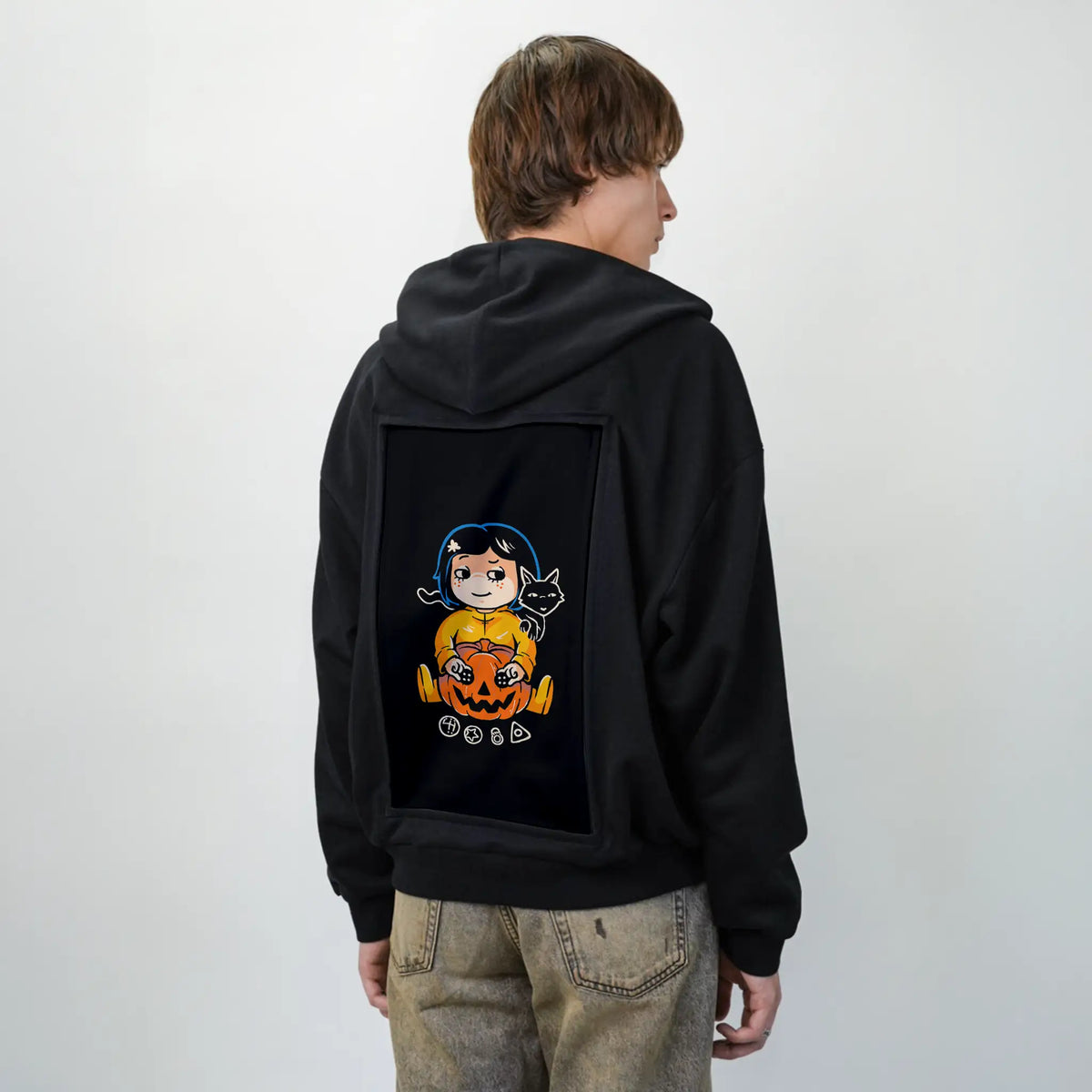 theotherpumpkin patch on male essential zip hoodie in after hours