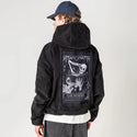 thereader patch on male retro cord hoodie in onyx