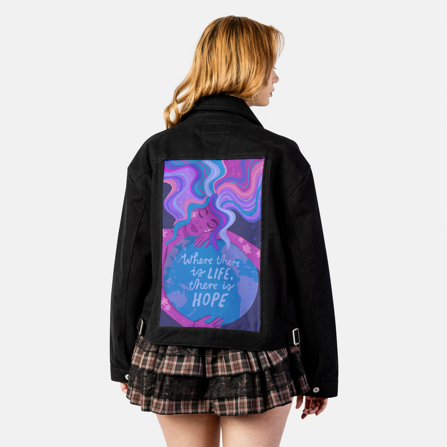 thereishope patch on female atelier canvas jacket in nightfall