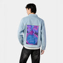 thereishope patch on male og denim jacket in oceanside