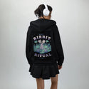 theribbitritual patch on female essential zip hoodie in after hours