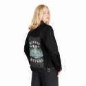 theribbitritual patch on female og denim jacket in raven