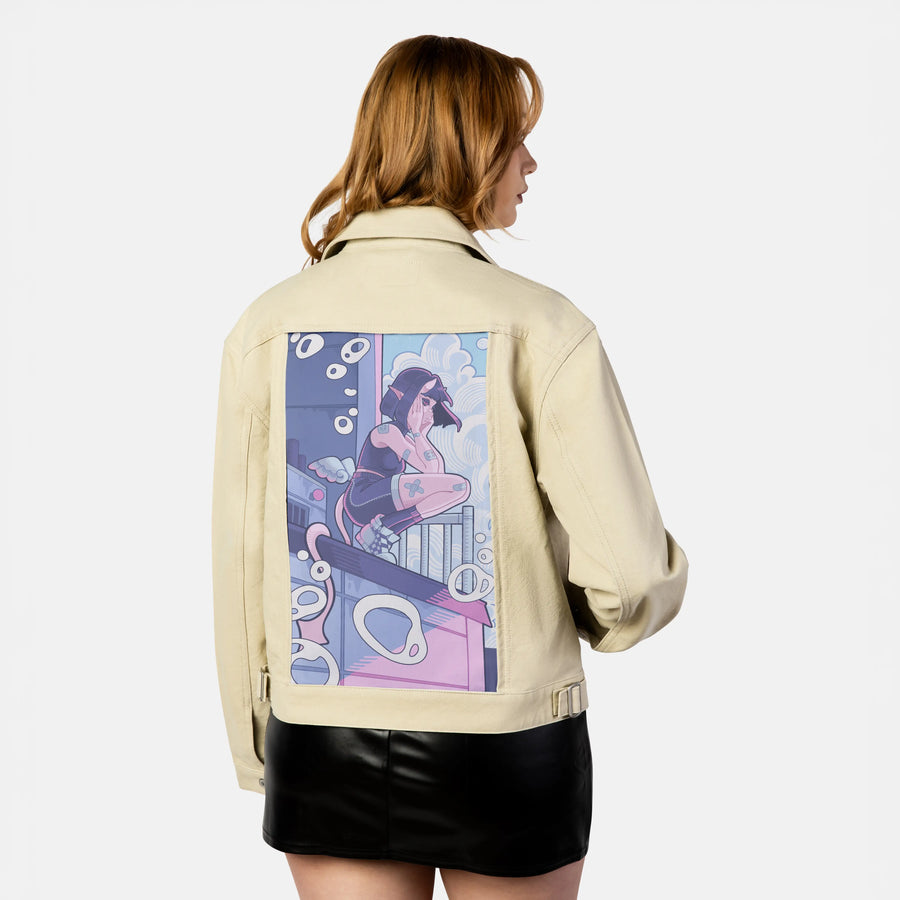 thesame patch on female atelier canvas jacket in tan
