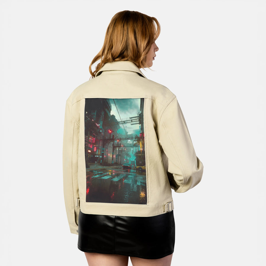 thesouth patch on female atelier canvas jacket in tan