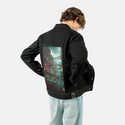 thesouth patch on male og denim jacket in raven