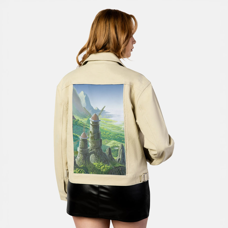 thevalleyofthewind patch on female atelier canvas jacket in tan