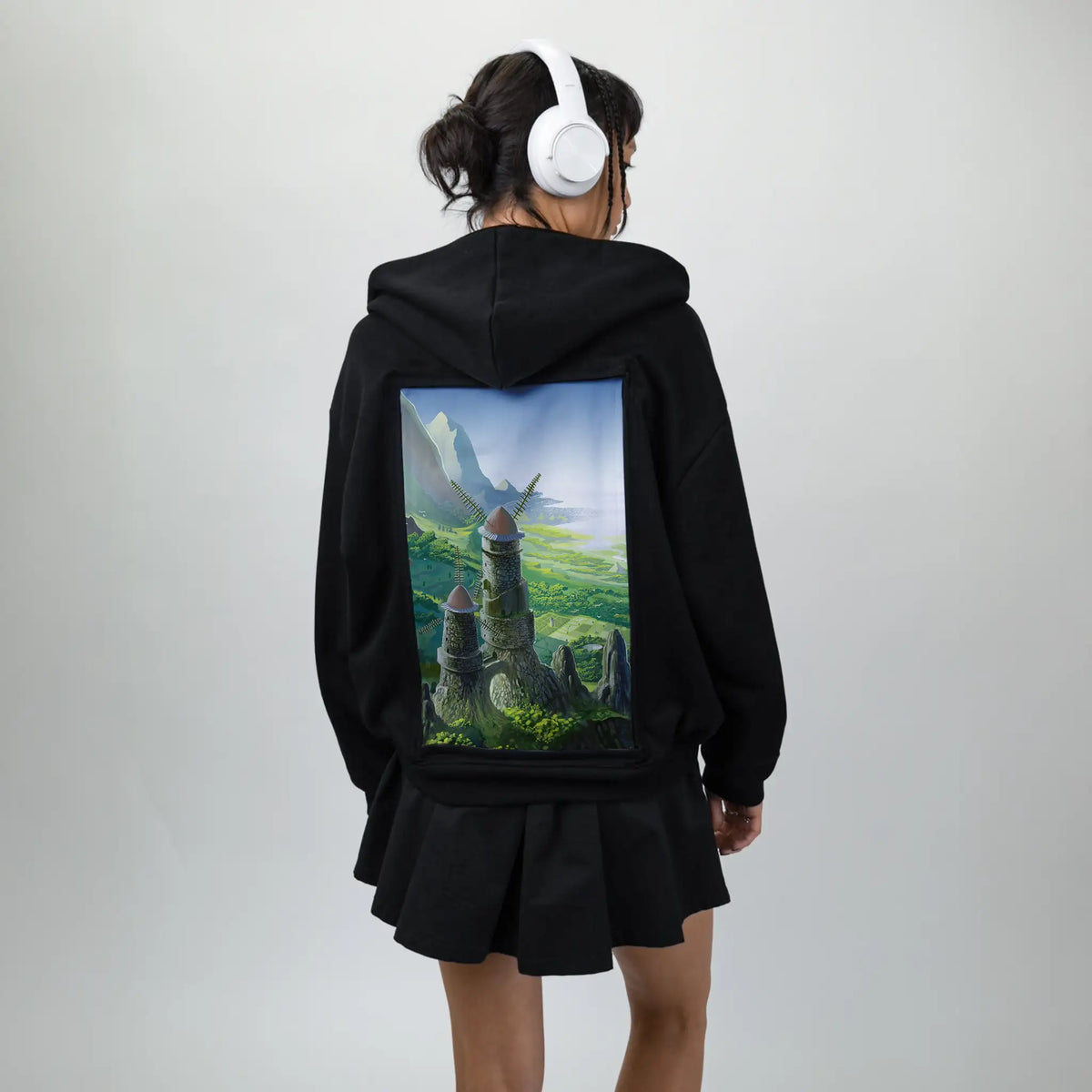 thevalleyofthewind patch on female essential zip hoodie in after hours