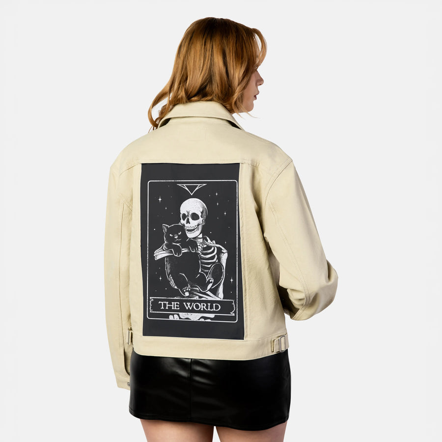 theworld patch on female atelier canvas jacket in tan