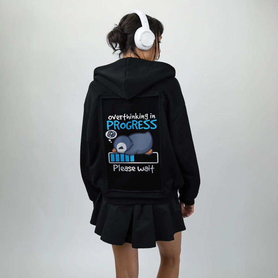 thinkingpenguin patch on female essential zip hoodie in after hours