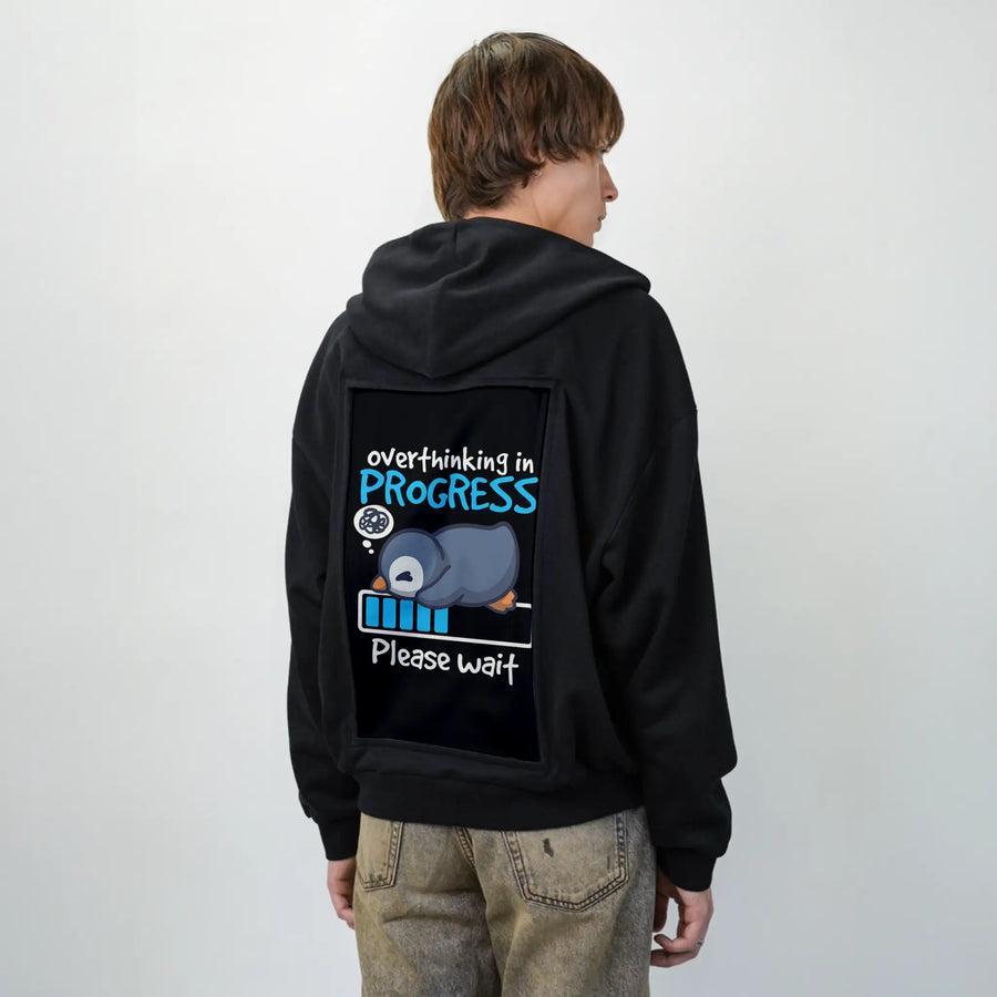 thinkingpenguin patch on male essential zip hoodie in after hours