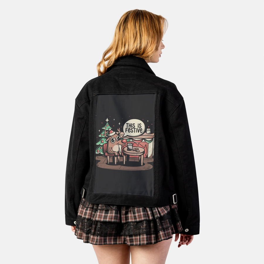 thisisfestive patch on female atelier canvas jacket in nightfall