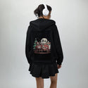 thisisfestive patch on female essential zip hoodie in after hours