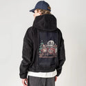 thisisfestive patch on male retro cord hoodie in onyx