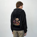thisisspooky patch on male essential zip hoodie in after hours