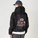 thisisspooky patch on male retro cord hoodie in onyx