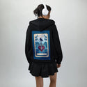 threeofswords patch on female essential zip hoodie in after hours