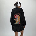tigercatana patch on female essential zip hoodie in after hours