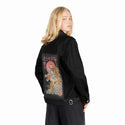 tigercatana patch on female og denim jacket in raven