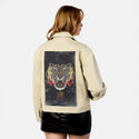 tigerpassion patch on female atelier canvas jacket in tan