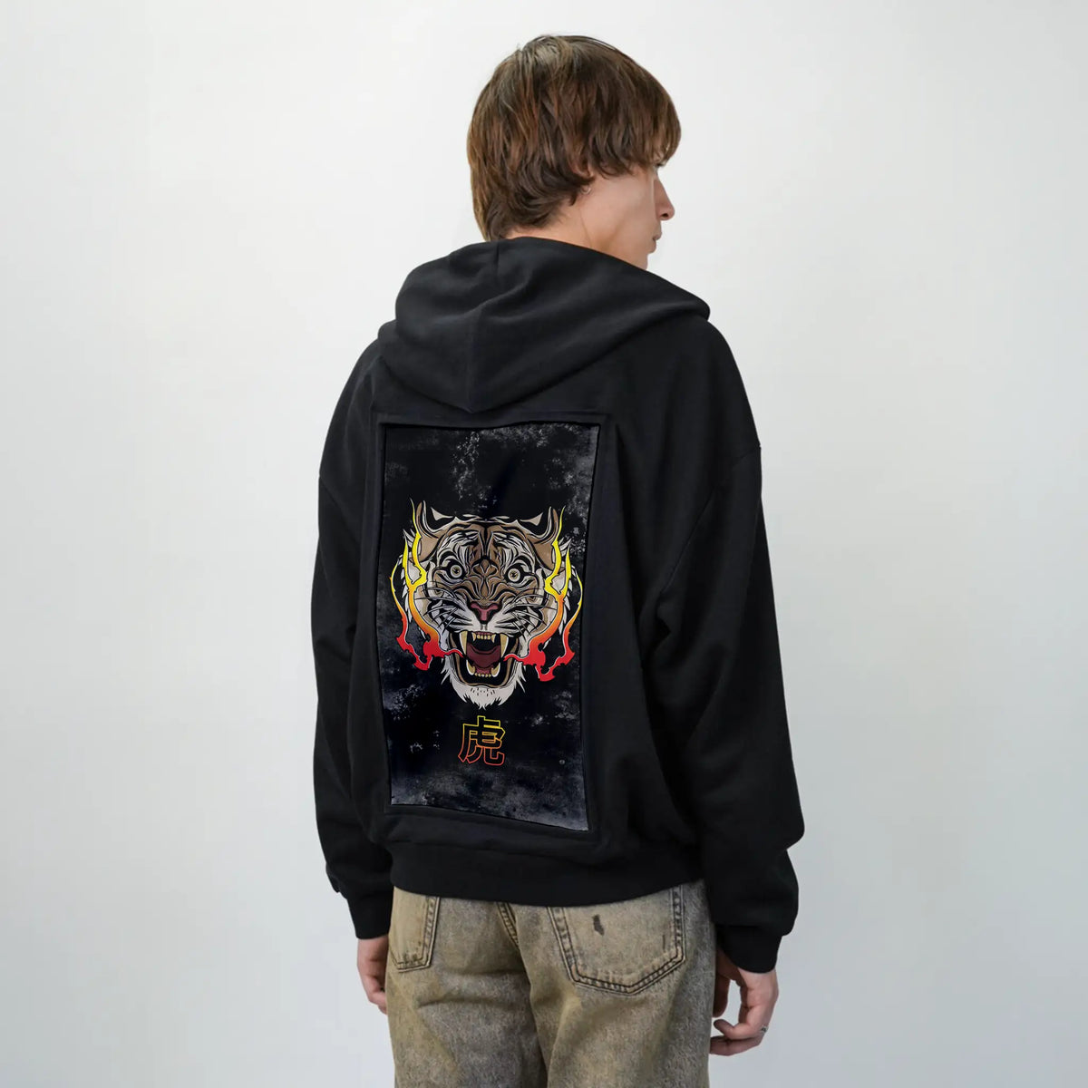 tigerpassion patch on male essential zip hoodie in after hours
