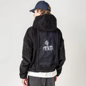 timelessdissent patch on male retro cord hoodie in onyx