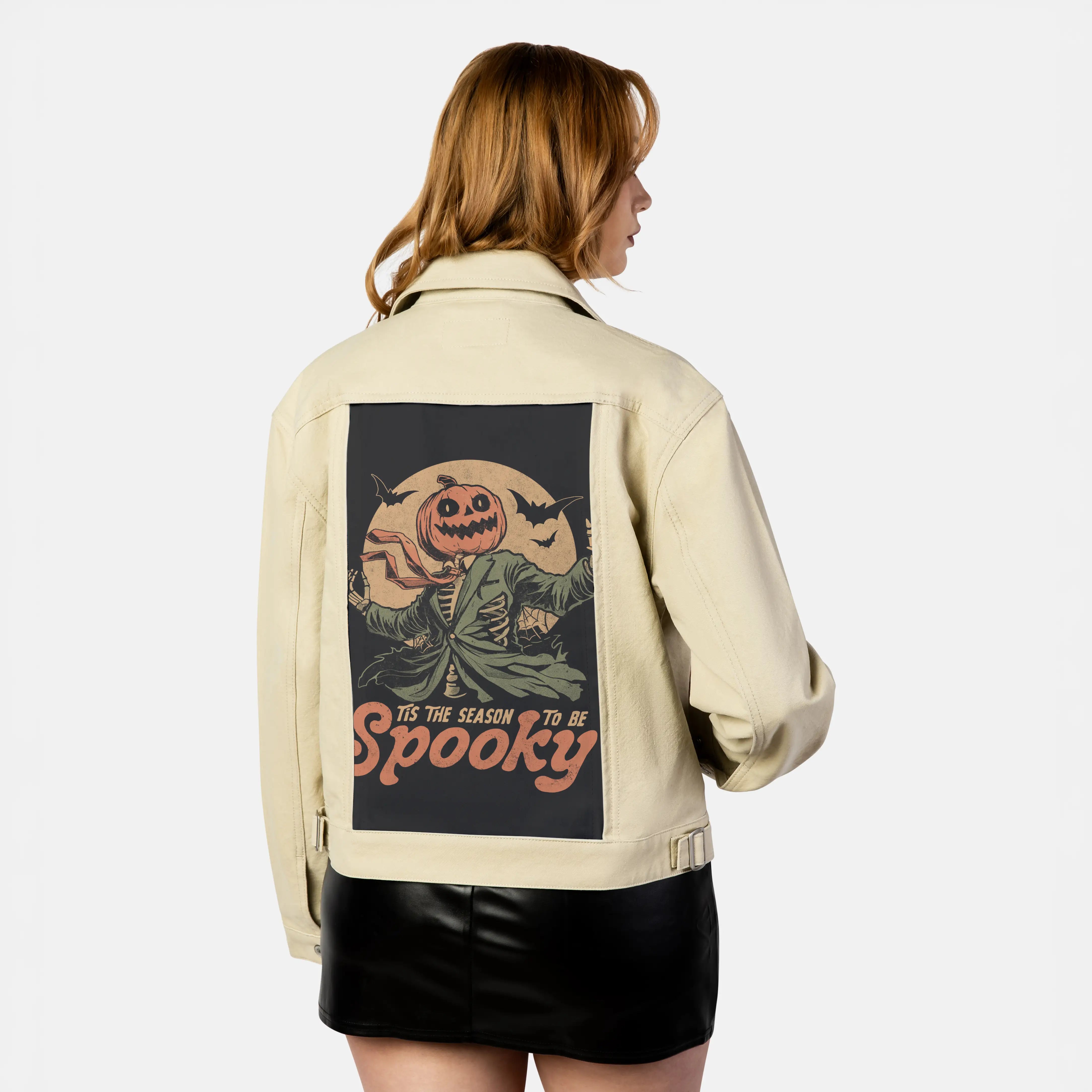 tobespooky patch on female atelier canvas jacket in tan