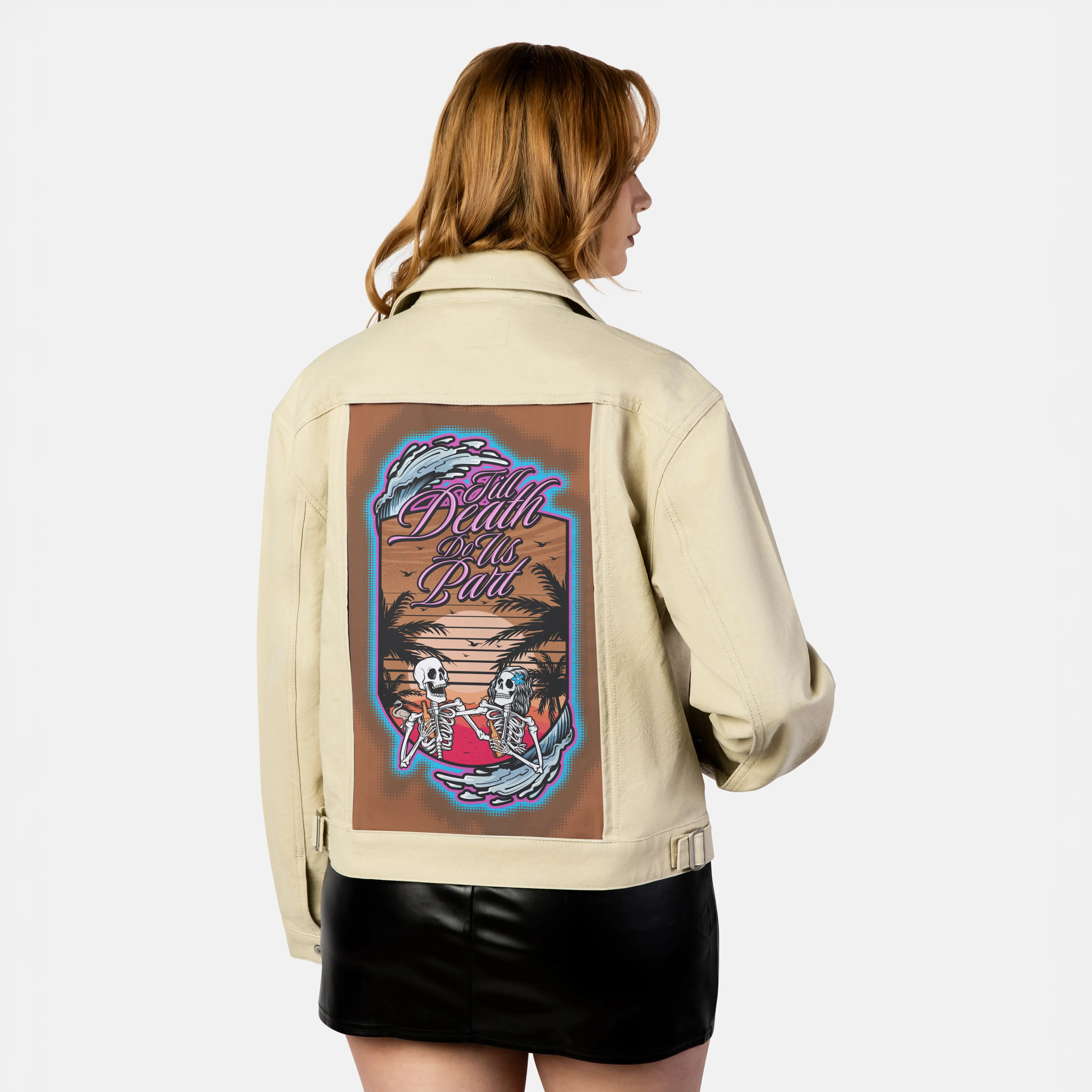 togetherforever patch on female atelier canvas jacket in tan