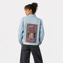 togetherforever patch on female og denim jacket in oceanside