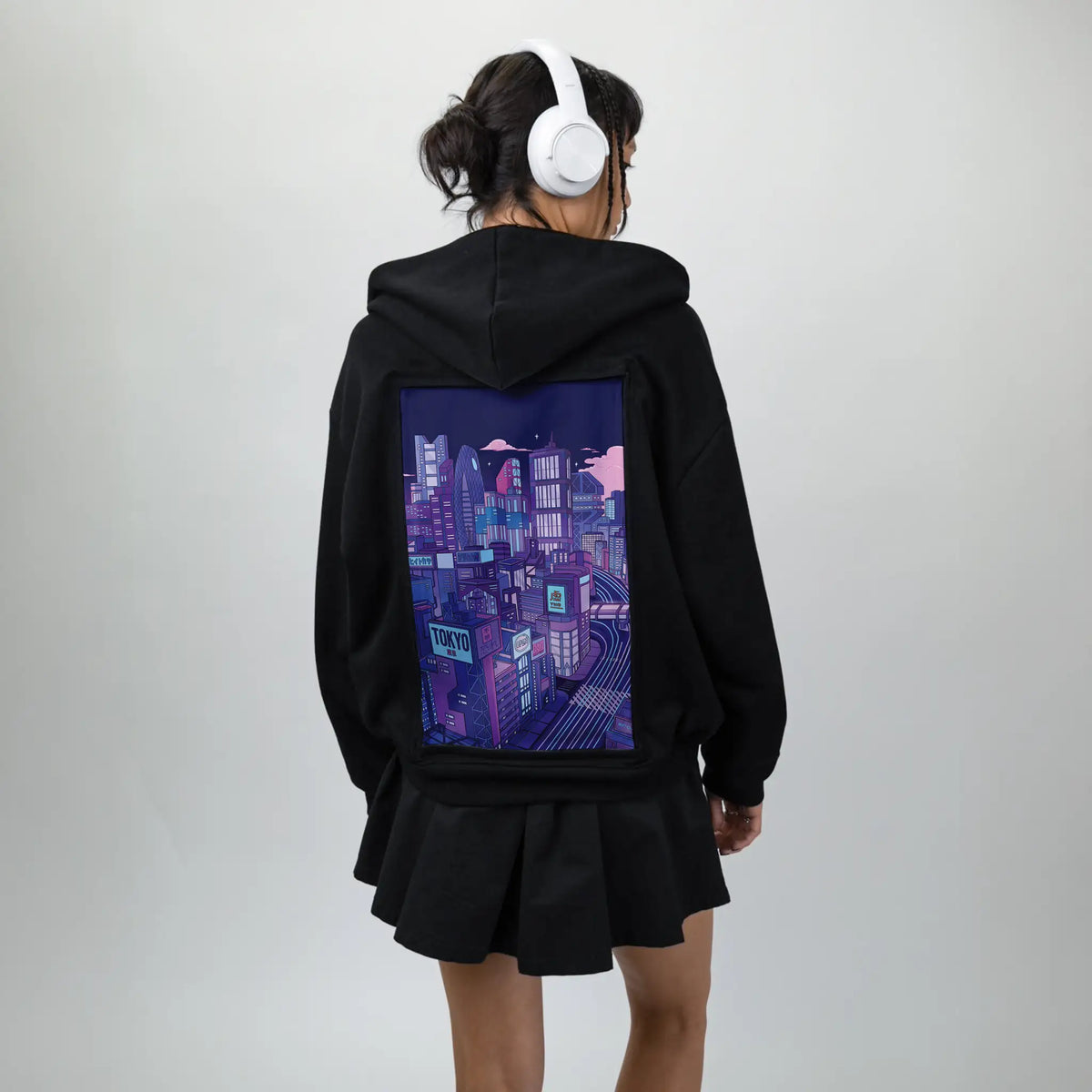 tokyonight patch on female essential zip hoodie in after hours
