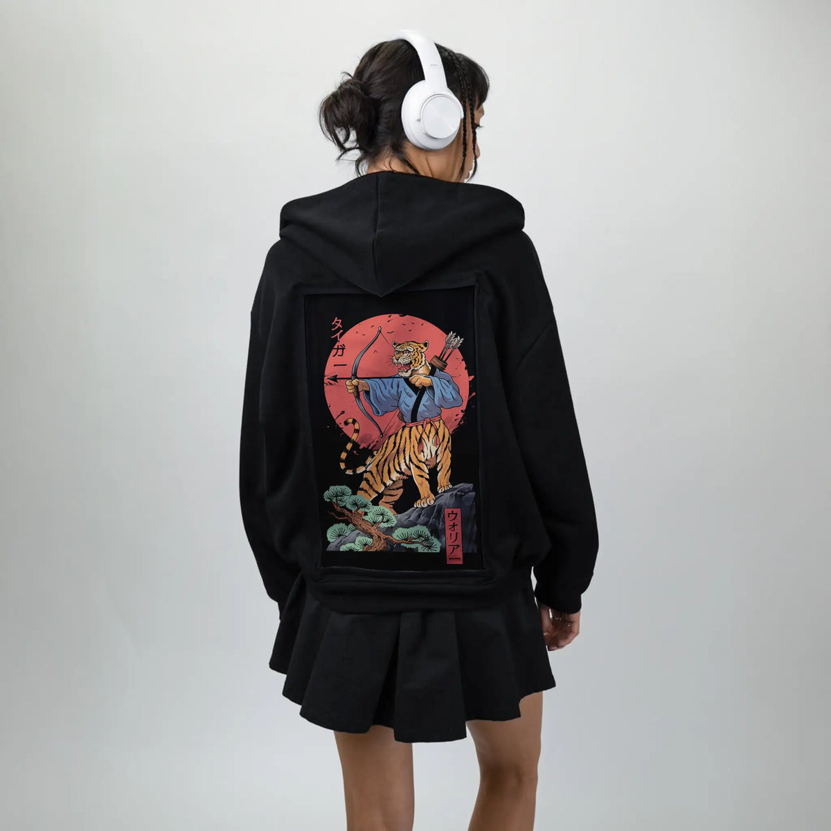 toranomusha patch on female essential zip hoodie in after hours