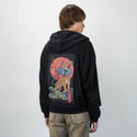 toranomusha patch on male essential zip hoodie in after hours
