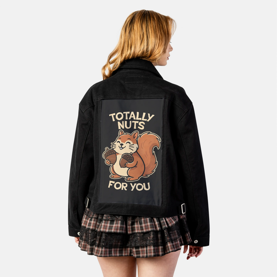 totallynuts patch on female atelier canvas jacket in nightfall