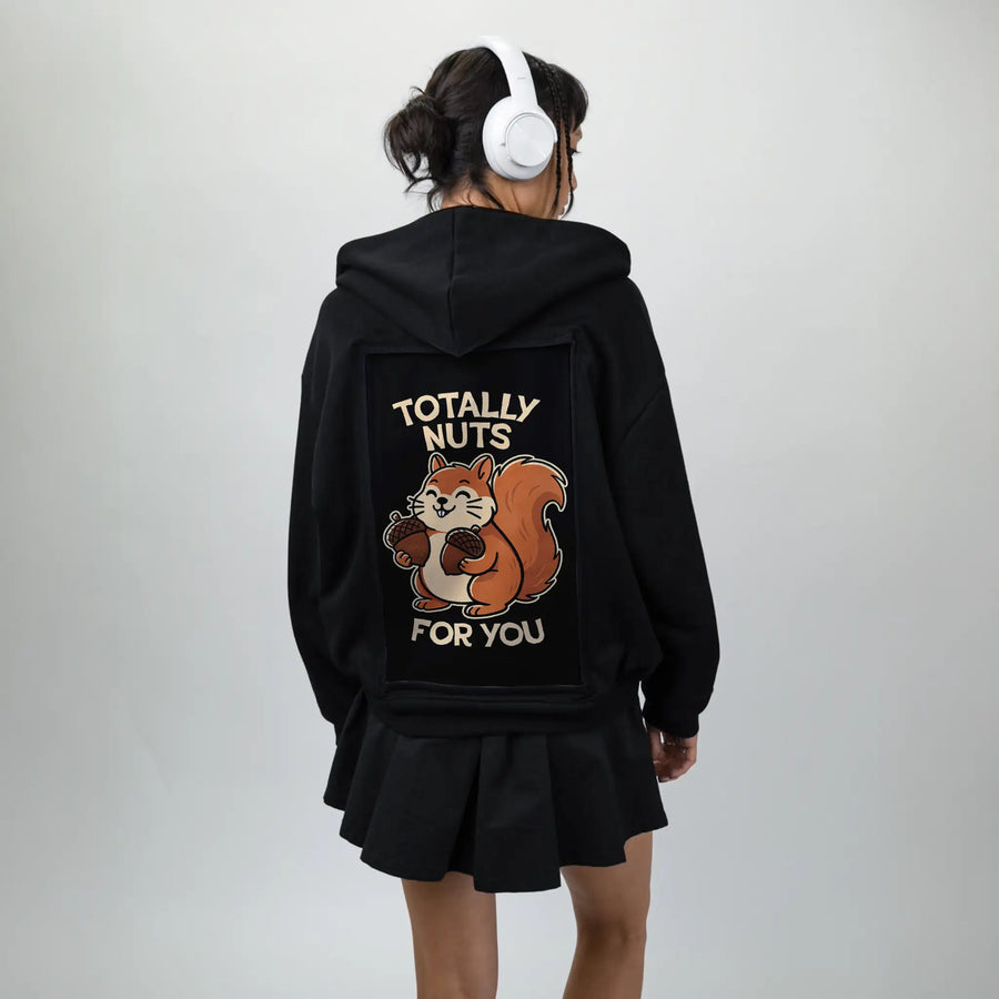 totallynuts patch on female essential zip hoodie in after hours