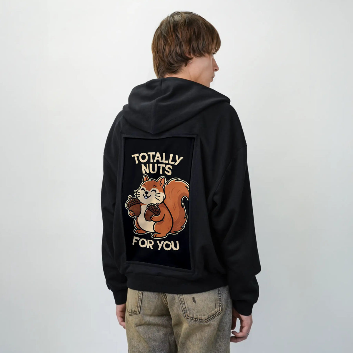 totallynuts patch on male essential zip hoodie in after hours