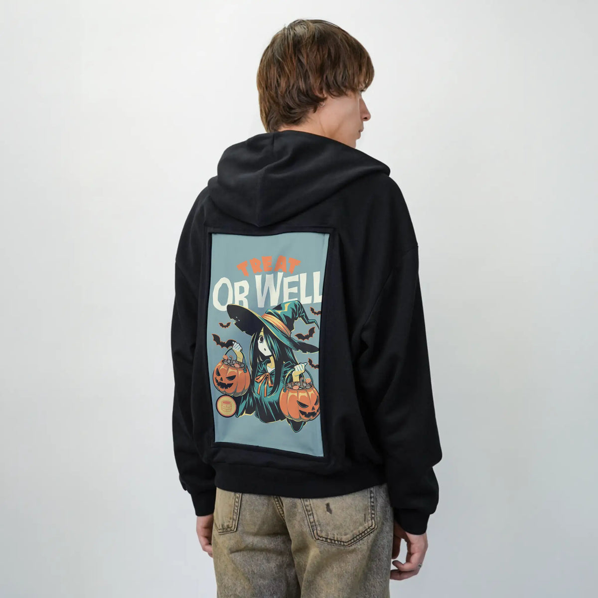treatorwell patch on male essential zip hoodie in after hours