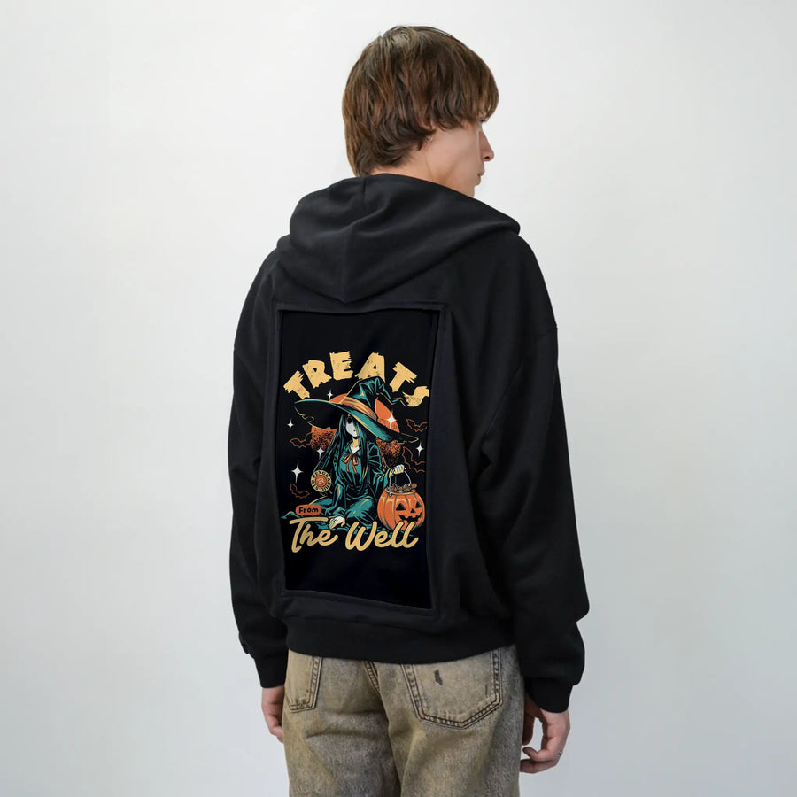 treatthewell patch on male essential zip hoodie in after hours
