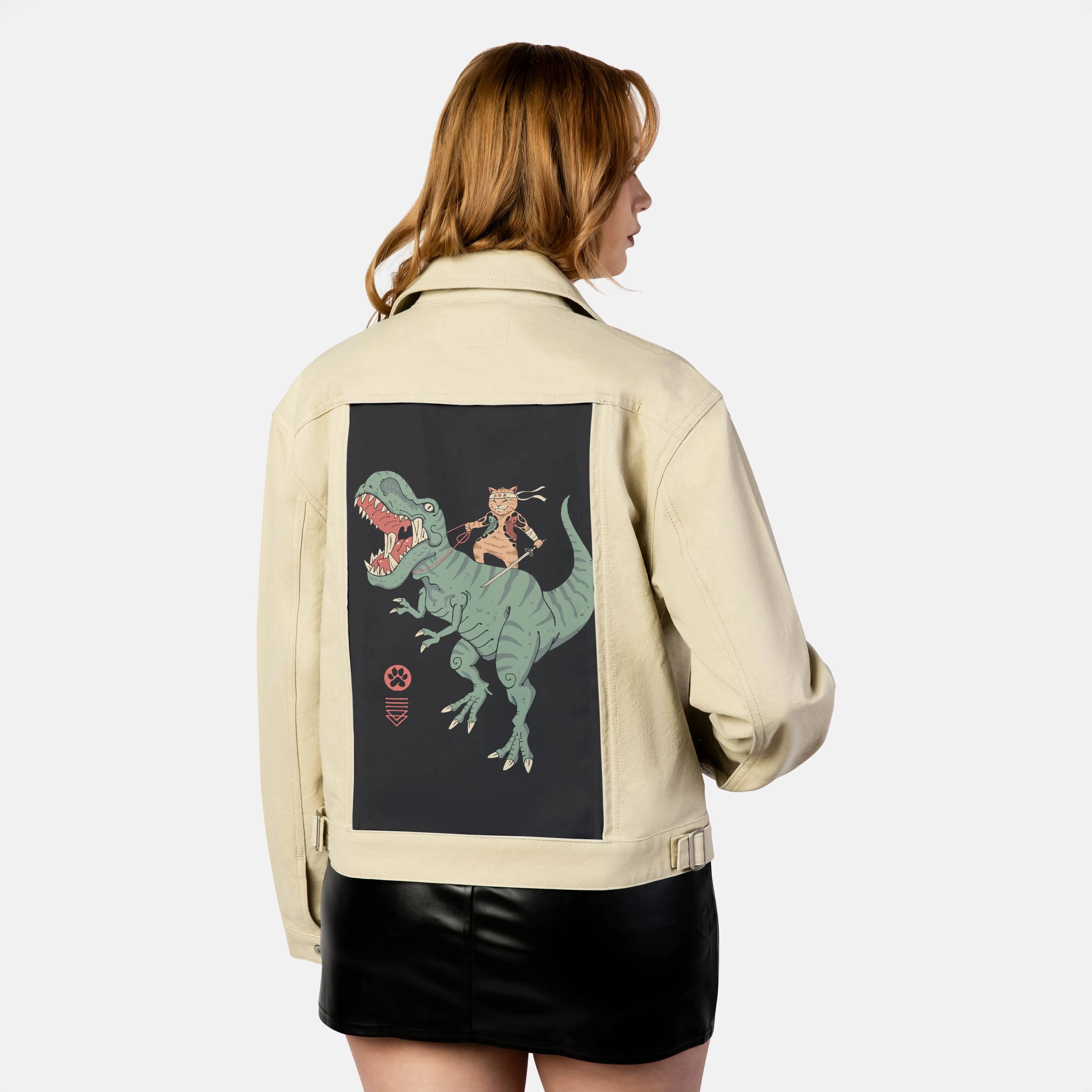 trexcatana patch on female atelier canvas jacket in tan