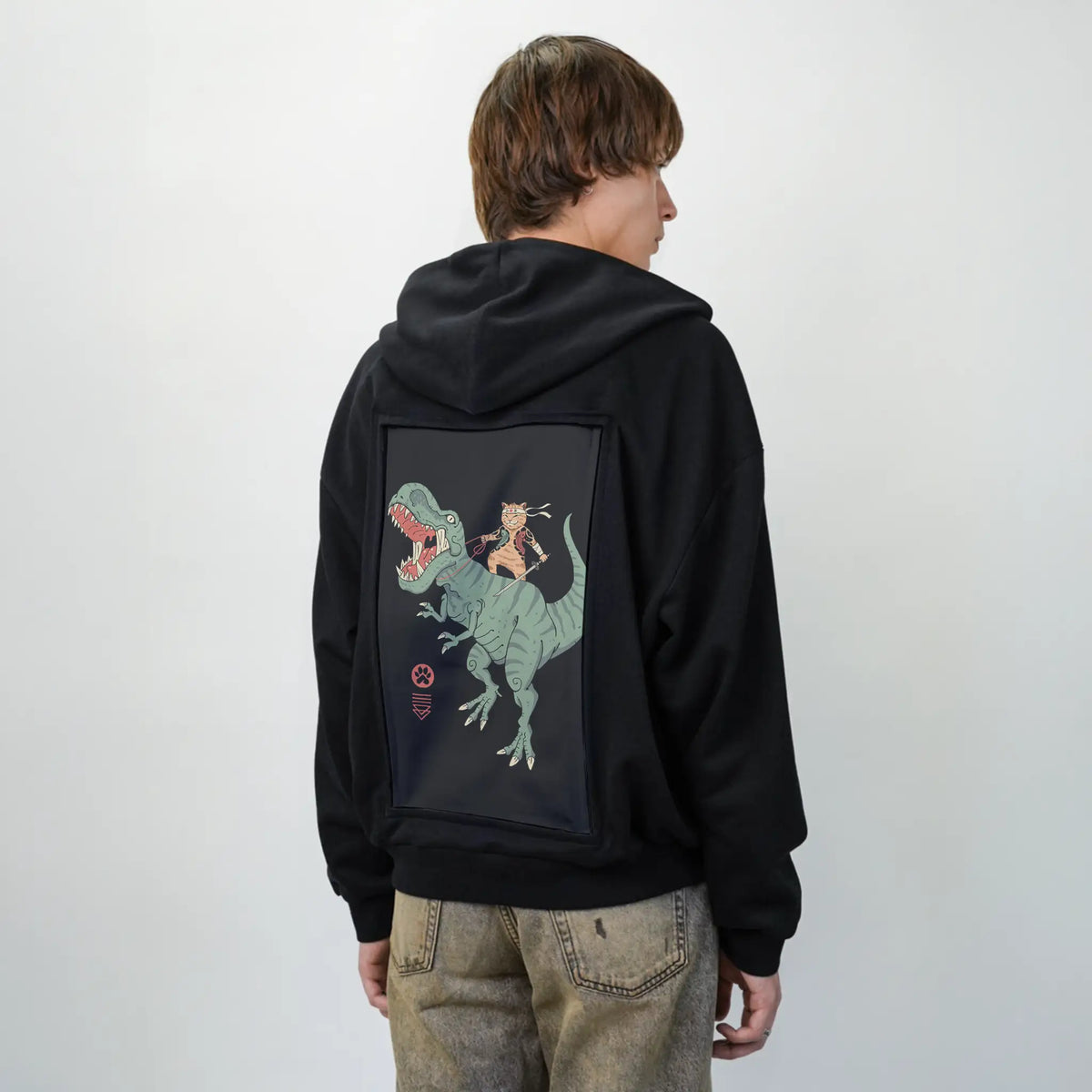 trexcatana patch on male essential zip hoodie in after hours
