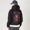 trippyquest patch on male retro cord hoodie in onyx