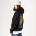 tropicalflamingo patch on female retro cord hoodie in onyx