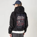 truecrimesandchill patch on male retro cord hoodie in onyx