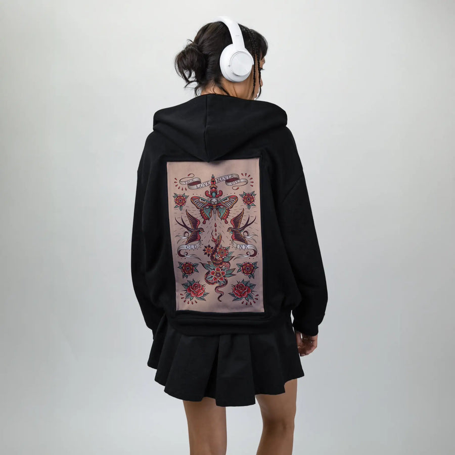 truelove patch on female essential zip hoodie in after hours