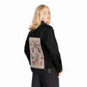 truelove patch on female og denim jacket in raven