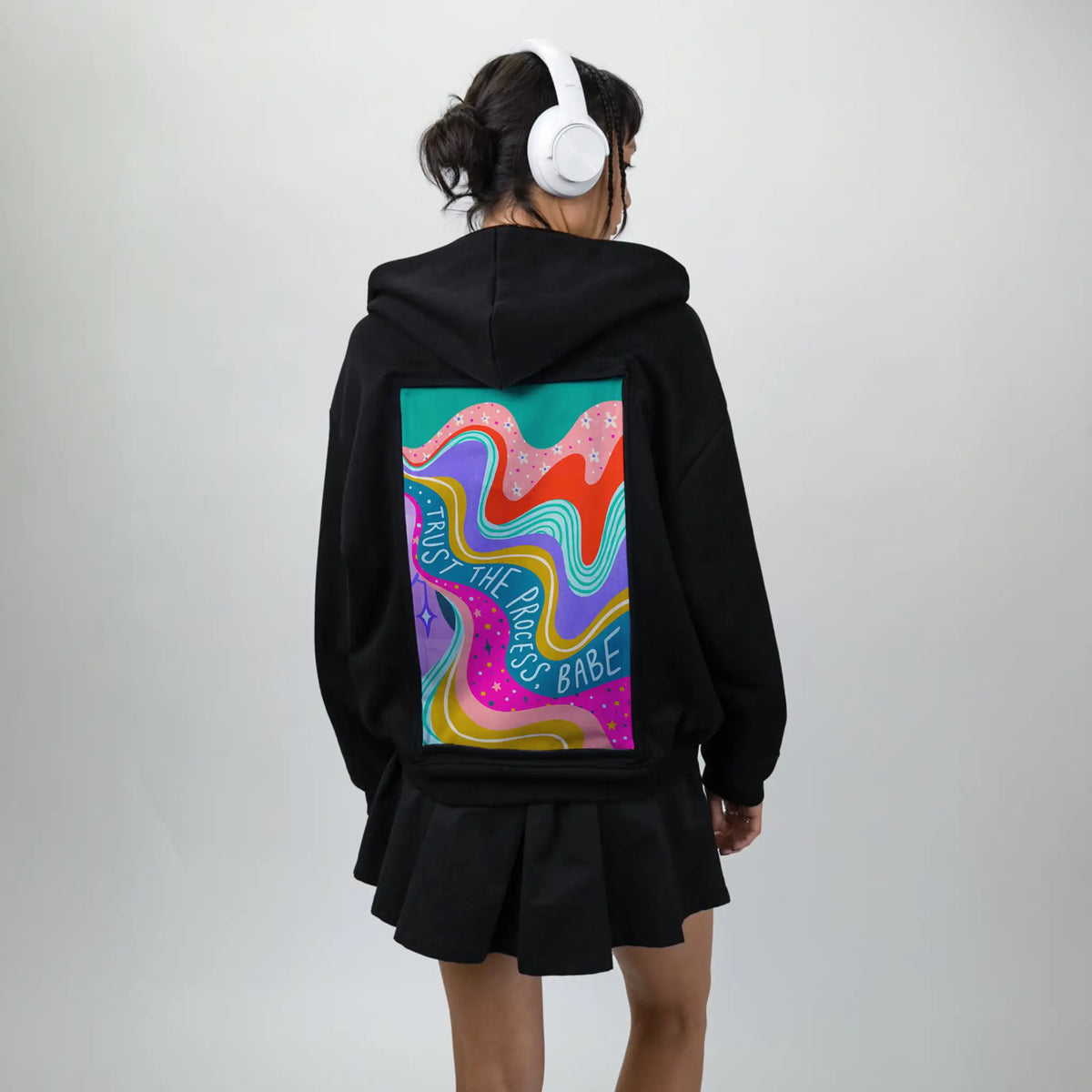 trusttheprocess patch on female essential zip hoodie in after hours