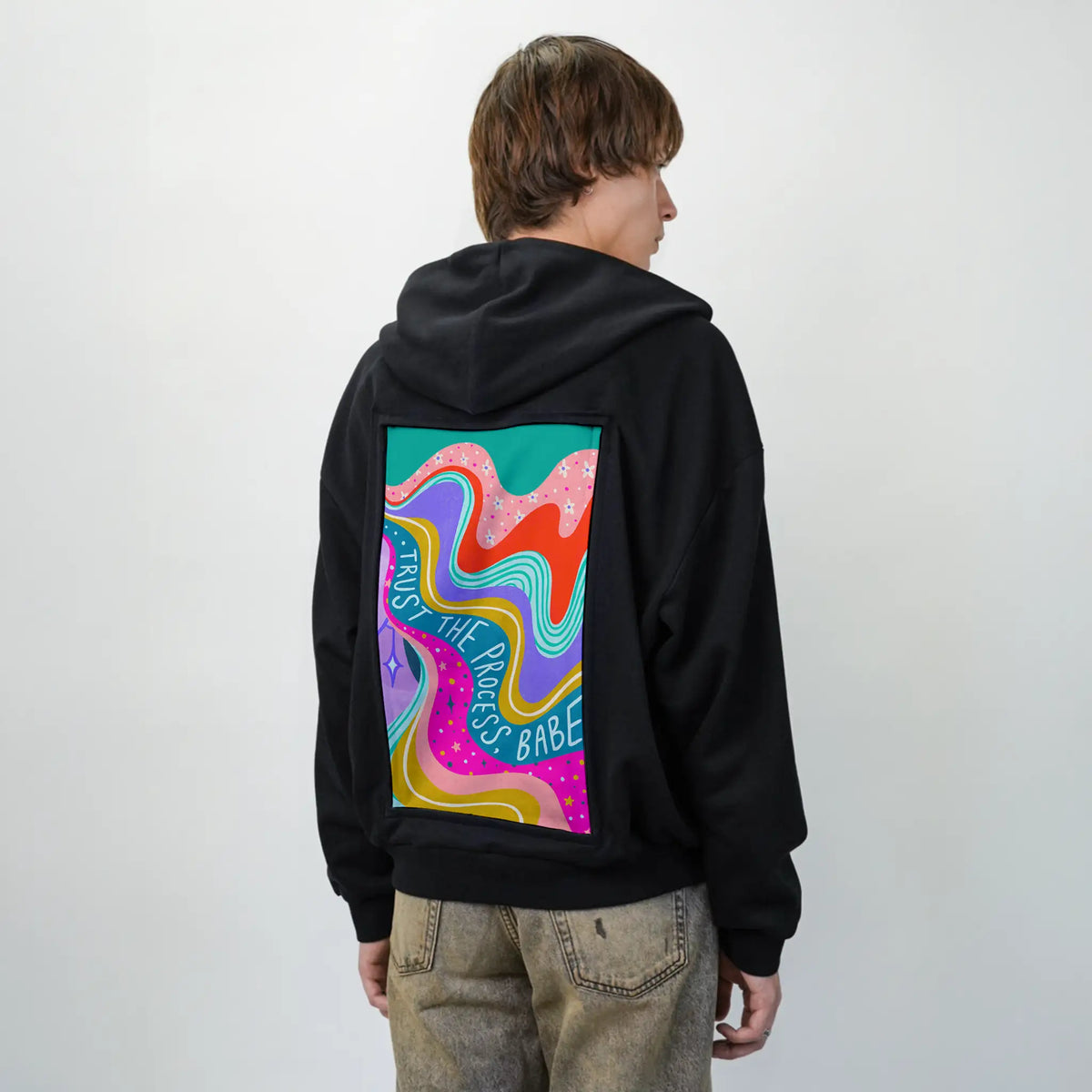 trusttheprocess patch on male essential zip hoodie in after hours